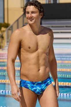 Briefs|Funky Trunks Mens Storm Chaser Brief Blue/yellow