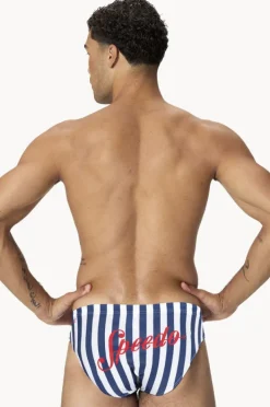Briefs|Speedo Mens Stripe Brief Blue/white