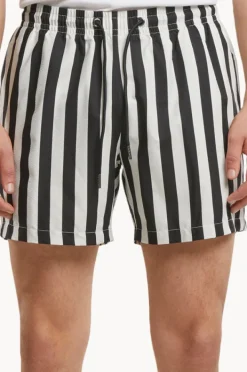 Boardshorts|Urban Classics Mens Stripe Seersucker Swim Short Black/White