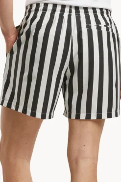 Boardshorts|Urban Classics Mens Stripe Seersucker Swim Short Black/White