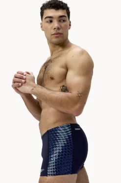 Trunks|Speedo Mens Tech Panel Aquashort Navy/blue