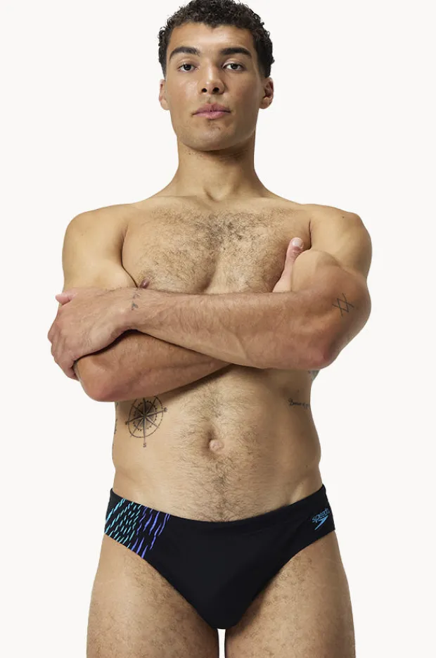 Briefs|Speedo Mens Tech Panel 7cm Brief Black/cobalt