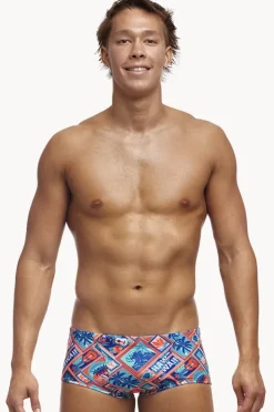 Trunks|Funky Trunks Mens Tiki Tango Trunk Aqua/orange