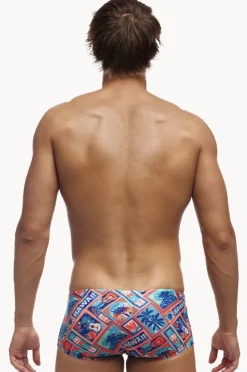 Trunks|Funky Trunks Mens Tiki Tango Trunk Aqua/orange