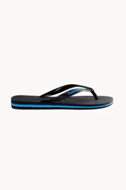 Footwear|Havaianas Mens Top Rubber Logo Thong Black/blue