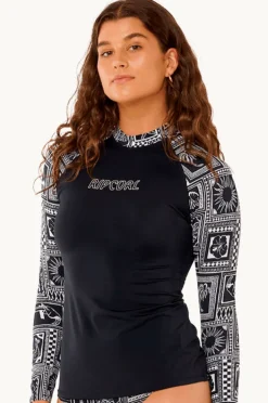 Rashies & Sunsuits|Rip Curl Mermaid Beach Long Sleeve Suntop BLACK