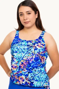 Tankini Tops|T.h.e. Swimwear Mermaids Cove Blouson Tankini Separate Blue/orange