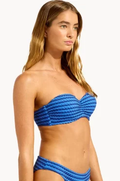 Bikini Tops|Seafolly Mesh Effect Bustier Bandeau Sapphire