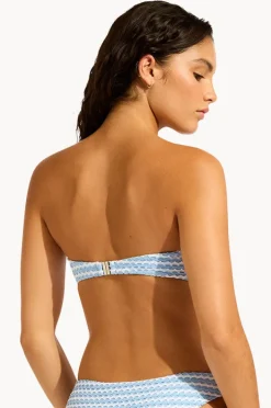 Bikini Tops|Seafolly Mesh Effect Bustier Bandeau Powder blue