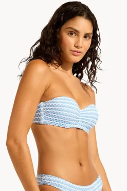 Bikini Tops|Seafolly Mesh Effect Bustier Bandeau Powder blue