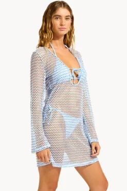 Overswim|Seafolly Mesh Effect Cover Up Powder blue