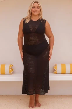 Dresses|Capriosca Mesh Maxi Dress BLACK