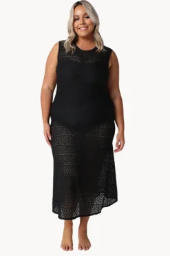 Dresses|Capriosca Mesh Maxi Dress BLACK