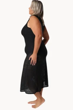 Dresses|Capriosca Mesh Maxi Dress BLACK