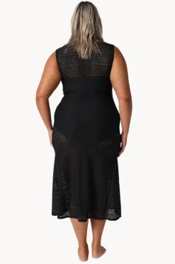 Dresses|Capriosca Mesh Maxi Dress BLACK