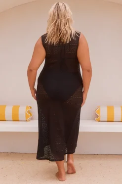 Dresses|Capriosca Mesh Maxi Dress BLACK