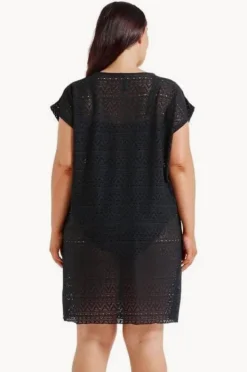 Overswim|Capriosca Mesh V Neck Kaftan Black