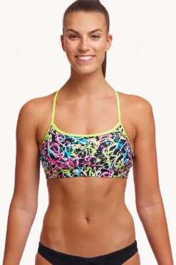 Bikini Tops|Funkita Messed Up Swim Crop Top Black/multi