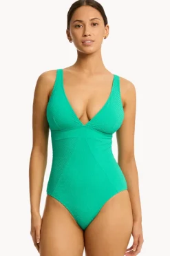 One Pieces|Sea Level Messina Panel Line One Piece Evergreen