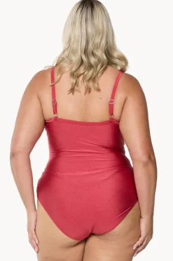 One Pieces|Capriosca Metallic Criss Cross One Piece Sangria