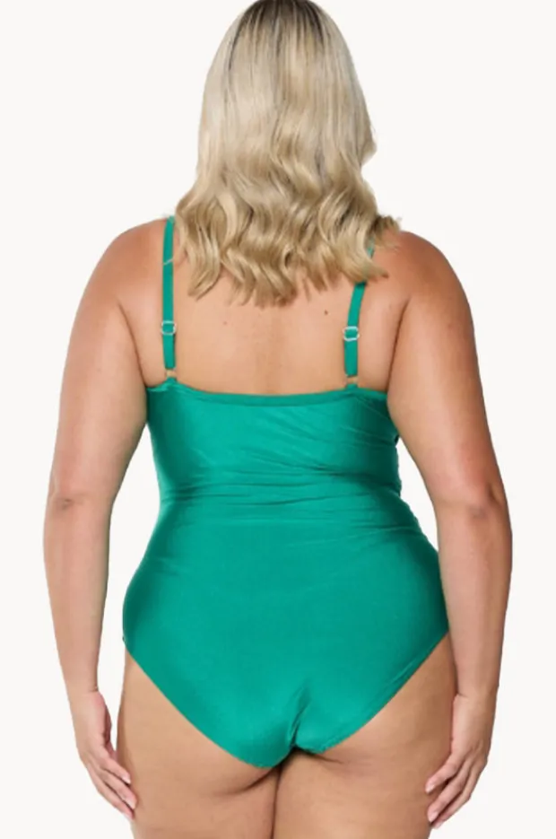 One Pieces|Capriosca Metallic Criss Cross One Piece Emerald
