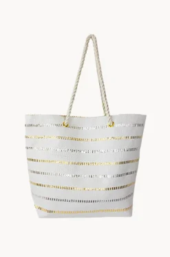 Beach Bags|Bags|Gregory Ladner Metallic Stripe Tote WHITE