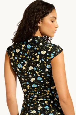 Rashies & Sunsuits|Seafolly Modern Romance Cap Sleeve Suntop Black