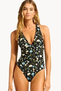 One Pieces|Seafolly Modern Romance Cross Back One Piece Black