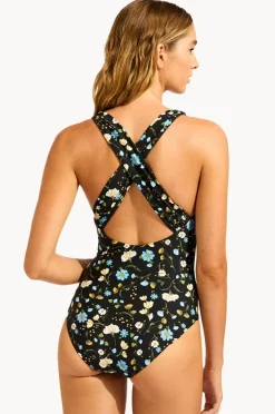 One Pieces|Seafolly Modern Romance Cross Back One Piece Black
