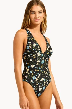 One Pieces|Seafolly Modern Romance Cross Back One Piece Black