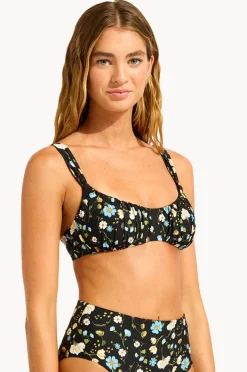 Bikini Tops|Seafolly Modern Romance Ruched Bralette BLACK
