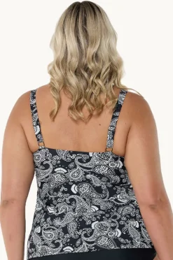 Tankini Tops|Capriosca Mono Paisley Tank Tankini Separate Black/white