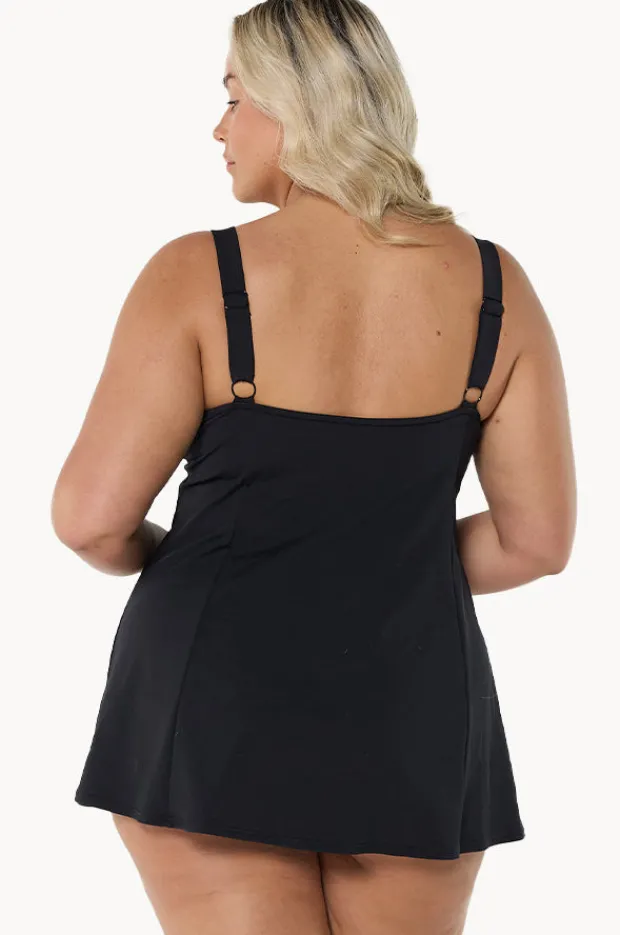 One Pieces|Capriosca Mono Paisley Wide Strap Swim Dress Black/white