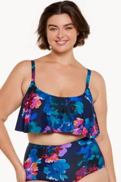 Bikini Tops|Capriosca Montego Frill Bikini Top Navy/Multi