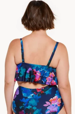 Bikini Tops|Capriosca Montego Frill Bikini Top Navy/Multi