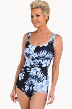 One Pieces|Maxine Moonlight Tropics Shirred One Piece Indigo