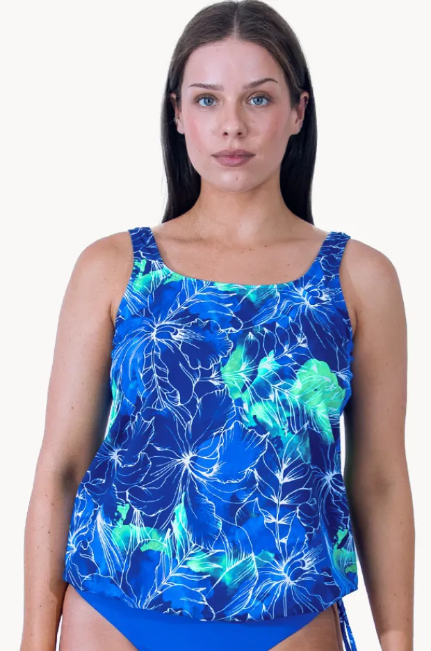 Tankini Tops|T.h.e. Swimwear Nantucket D/DD Cup Blouson Tankini Separate Green/blue