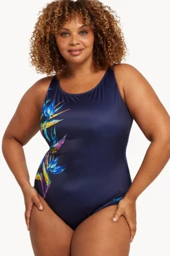 One Pieces|Zoggs Neon Crystal Scoopback One Piece Navy/Multi