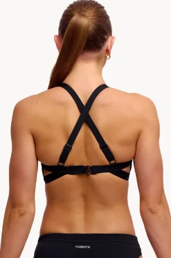 Bikini Tops|Funkita Nights Rose Hi Light Swim Top Black/white