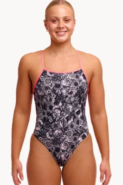 One Pieces|Funkita Nights Rose Tie Me Tight One Piece Black/white