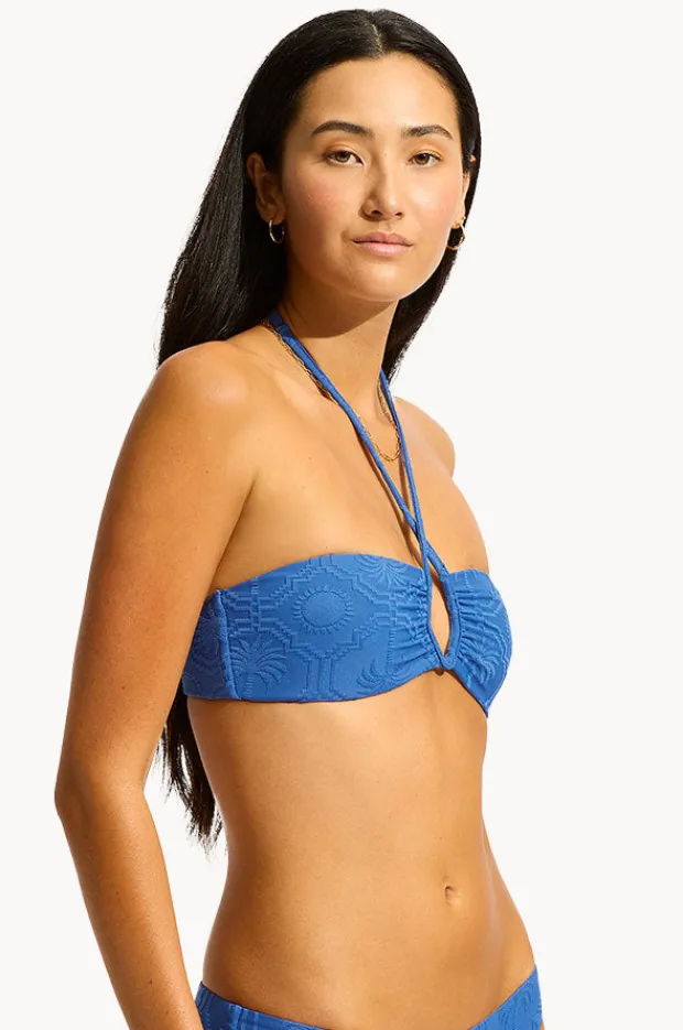 Bikini Tops|Seafolly Oasis Diamond Wire Bandeau Marine