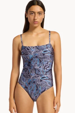 One Pieces|Jets Oasis Paisley Minimal Tank One Piece Ink