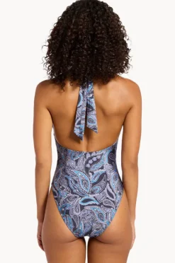 One Pieces|Jets Oasis Paisley Plunge One Piece Ink