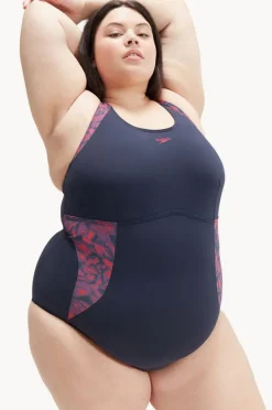 One Pieces|Speedo Orchidlustre Printed Shaping One Piece Navy/Red