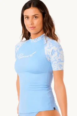 Rashies & Sunsuits|Rip Curl Pacific Coast Short Sleeve Suntop Sky