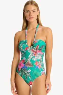 One Pieces|Sea Level Pacifico Halter Bandeau One Piece Evergreen