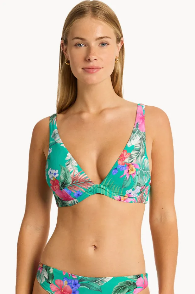 Bikini Tops|Sea Level Pacifico Longline Underwire Bra Evergreen