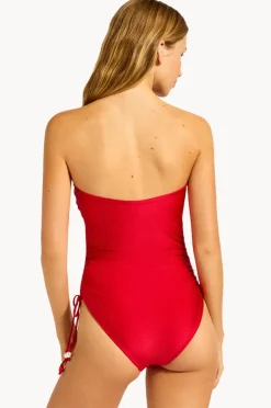 One Pieces|Seafolly Palermo DD Cup Drawstring Bandeau One Piece Red