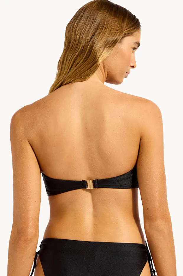 Bikini Tops|Seafolly Palermo Ring Front Bandeau Black