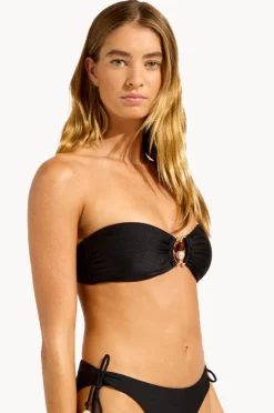 Bikini Tops|Seafolly Palermo Ring Front Bandeau Black